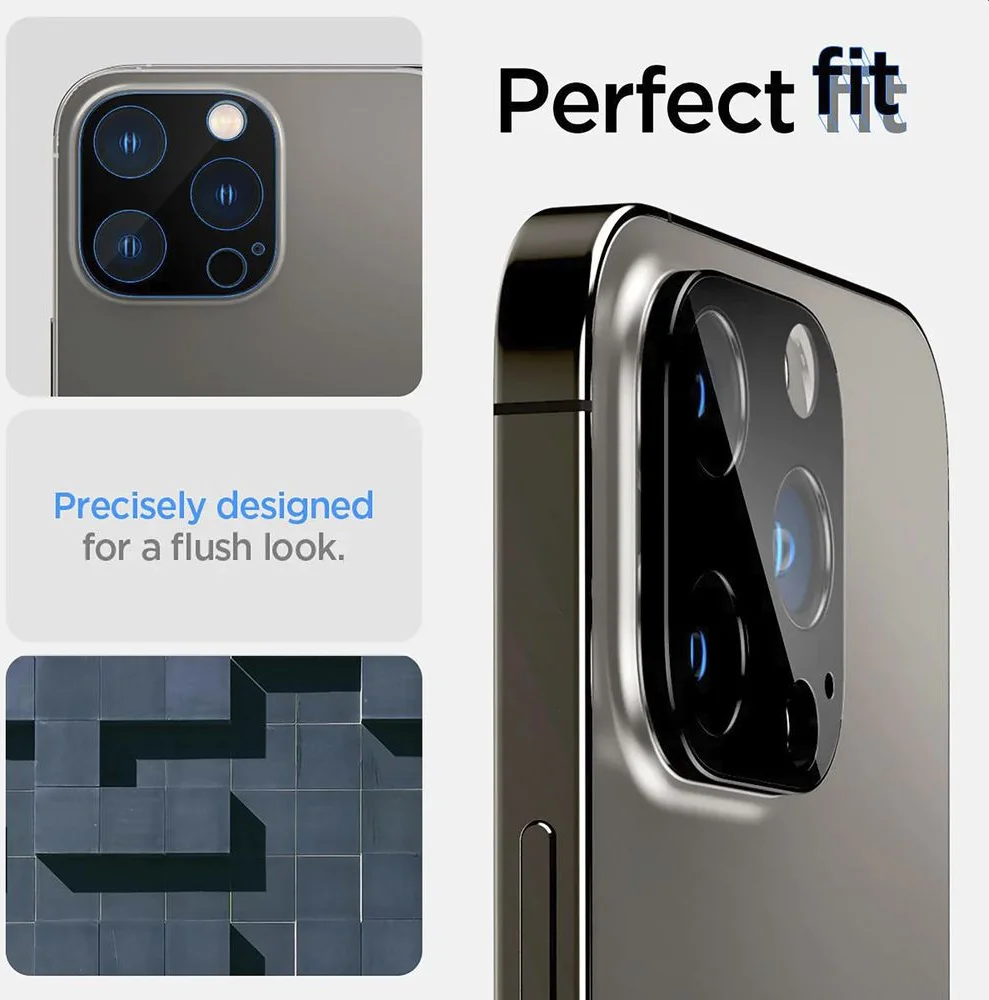 Spigen Optik iPhone 15 Pro (Max) / 14 Pro (Max) Camera Protector Zwart 2-Pack afbeelding 6