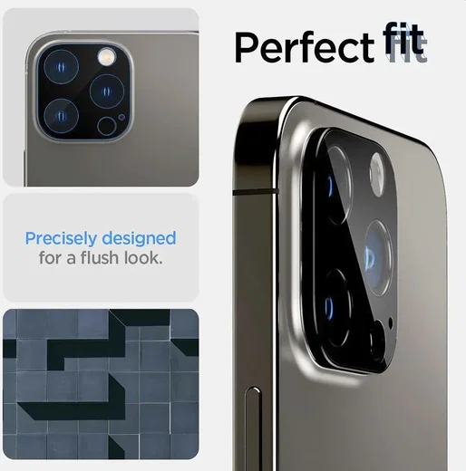 Spigen Optik iPhone 15 Pro (Max) / 14 Pro (Max) Camera Protector Zwart 2-Pack afbeelding 6