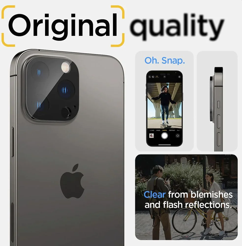 Spigen Optik iPhone 15 Pro (Max) / 14 Pro (Max) Camera Protector Zwart 2-Pack afbeelding 7