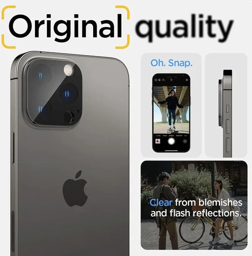 Spigen Optik iPhone 15 Pro (Max) / 14 Pro (Max) Camera Protector Zwart 2-Pack afbeelding 7