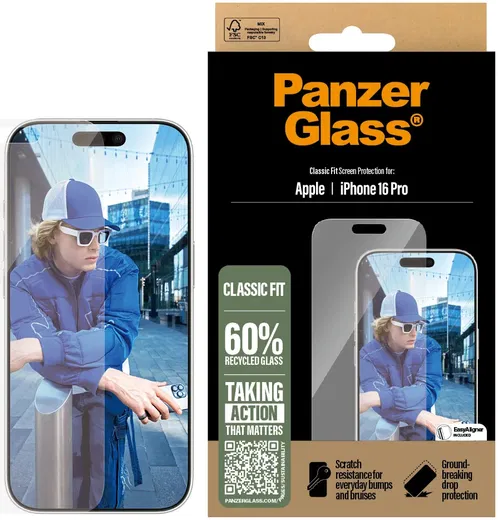 PanzerGlass Classic Fit Apple iPhone 16 Pro Screen Protector Tempered Glass afbeelding 1
