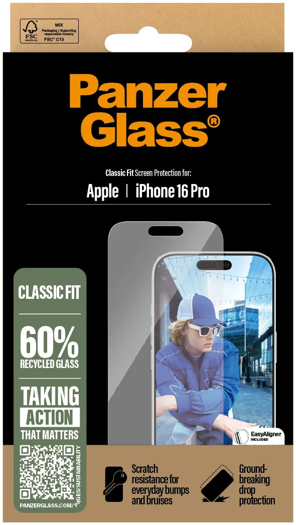 PanzerGlass Classic Fit Apple iPhone 16 Pro Screen Protector Tempered Glass afbeelding 4