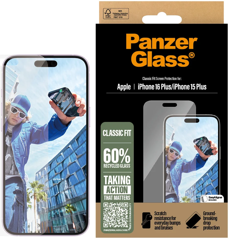 PanzerGlass Classic Fit Apple iPhone 16 Plus Screen Protector Tempered Glass afbeelding 1
