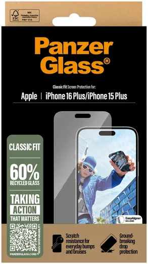 PanzerGlass Classic Fit Apple iPhone 16 Plus Screen Protector Tempered Glass afbeelding 4