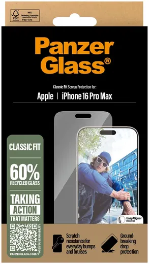 PanzerGlass Classic Fit Apple iPhone 16 Pro Max Screen Protector Tempered Glass afbeelding 4