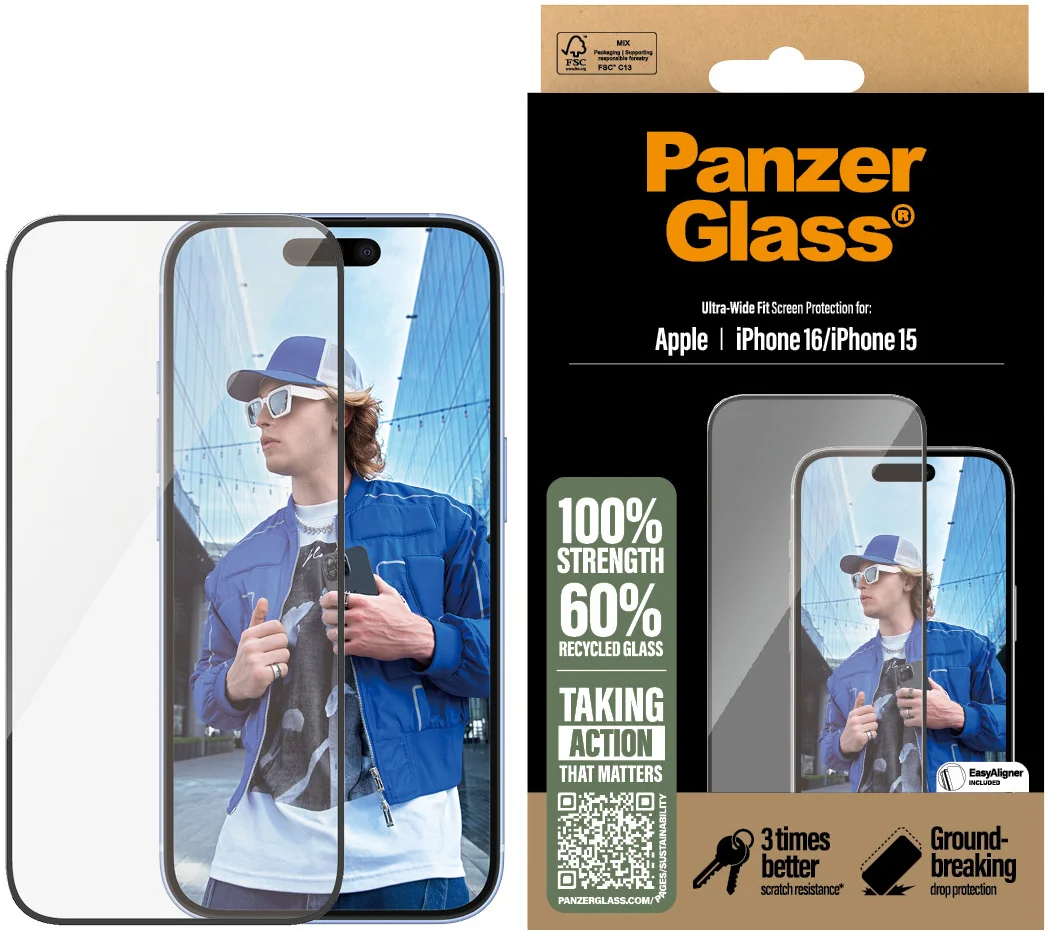 PanzerGlass Ultra-Wide Apple iPhone 16 / 15 Screen Protector afbeelding 1