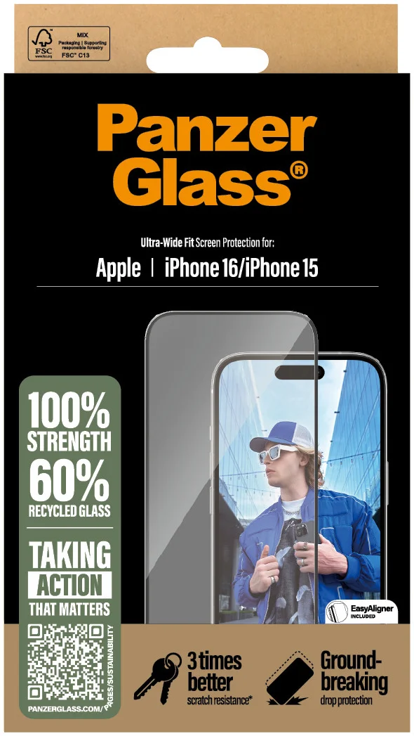 PanzerGlass Ultra-Wide Apple iPhone 16 / 15 Screen Protector afbeelding 4