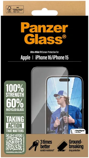 PanzerGlass Ultra-Wide Apple iPhone 16 / 15 Screen Protector afbeelding 4