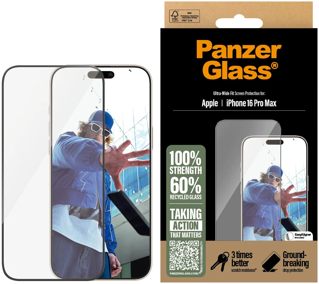 PanzerGlass Ultra-Wide iPhone 16 Pro Max Screen Protector Tempered Glass afbeelding 1