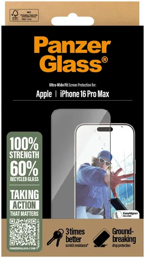 PanzerGlass Ultra-Wide iPhone 16 Pro Max Screen Protector Tempered Glass afbeelding 4