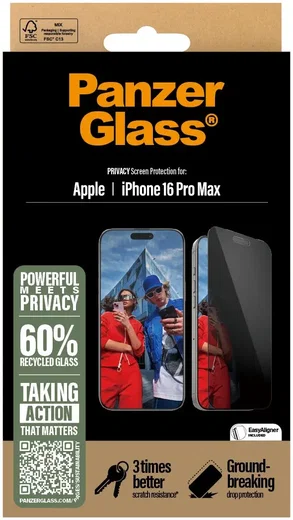 PanzerGlass Ultra-Wide Apple iPhone 16 Pro Max Screen Protector Privacy Glass afbeelding 4