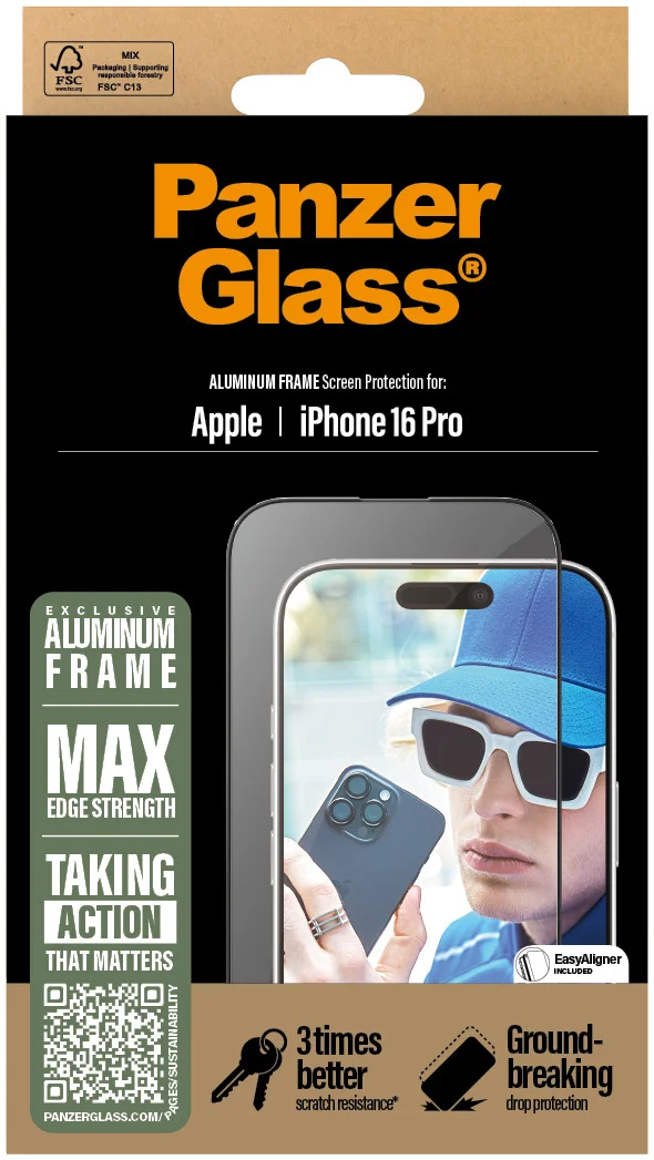 PanzerGlass Aluminium Frame Ultra-Wide Fit iPhone 16 Pro Screen Protector afbeelding 4