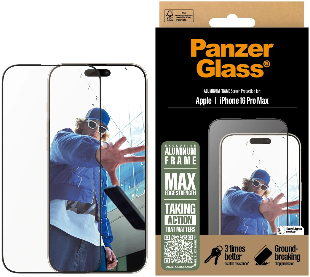 PanzerGlass Aluminium Frame Ultra-Wide Fit iPhone 16 Pro Max Screen Protector afbeelding 1