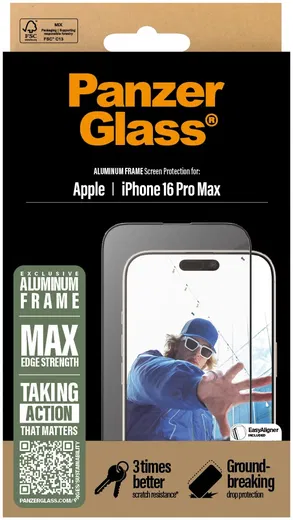 PanzerGlass Aluminium Frame Ultra-Wide Fit iPhone 16 Pro Max Screen Protector afbeelding 4