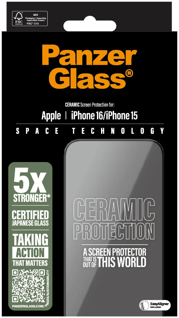 PanzerGlass Ceramic Ultra-Wide Fit Apple iPhone 16 / 15 Screen Protector afbeelding 4