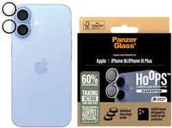 PanzerGlass Hoops Rings Apple iPhone 16 / 16 Plus Camera Lens Protector Clear afbeelding