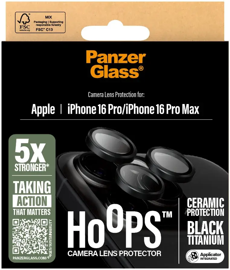PanzerGlass Hoops Ceramic iPhone 16 Pro / 16 Pro Max Camera Lens Protector Glas afbeelding 4