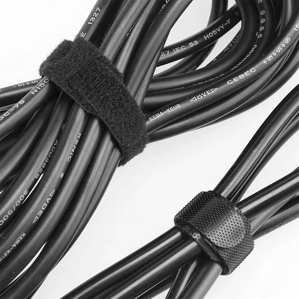 10 Pack Herbruikbare Kabelbinders Klittenband Kabels Opbergen Zwart afbeelding 11