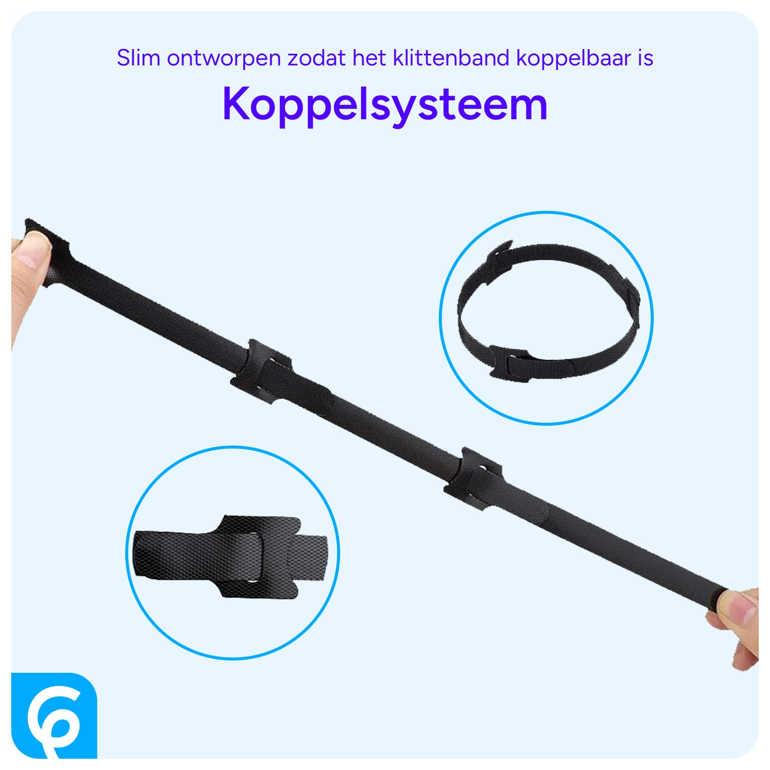 50 Pack Herbruikbare Kabelbinders Klittenband Kabels Opbergen Zwart afbeelding 2