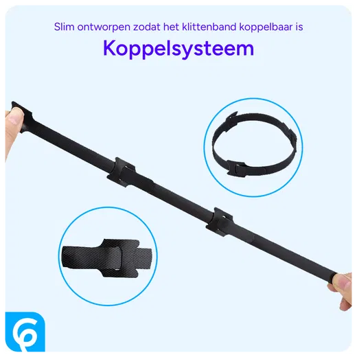 50 Pack Herbruikbare Kabelbinders Klittenband Kabels Opbergen Zwart afbeelding 2