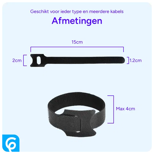 50 Pack Herbruikbare Kabelbinders Klittenband Kabels Opbergen Zwart afbeelding 5