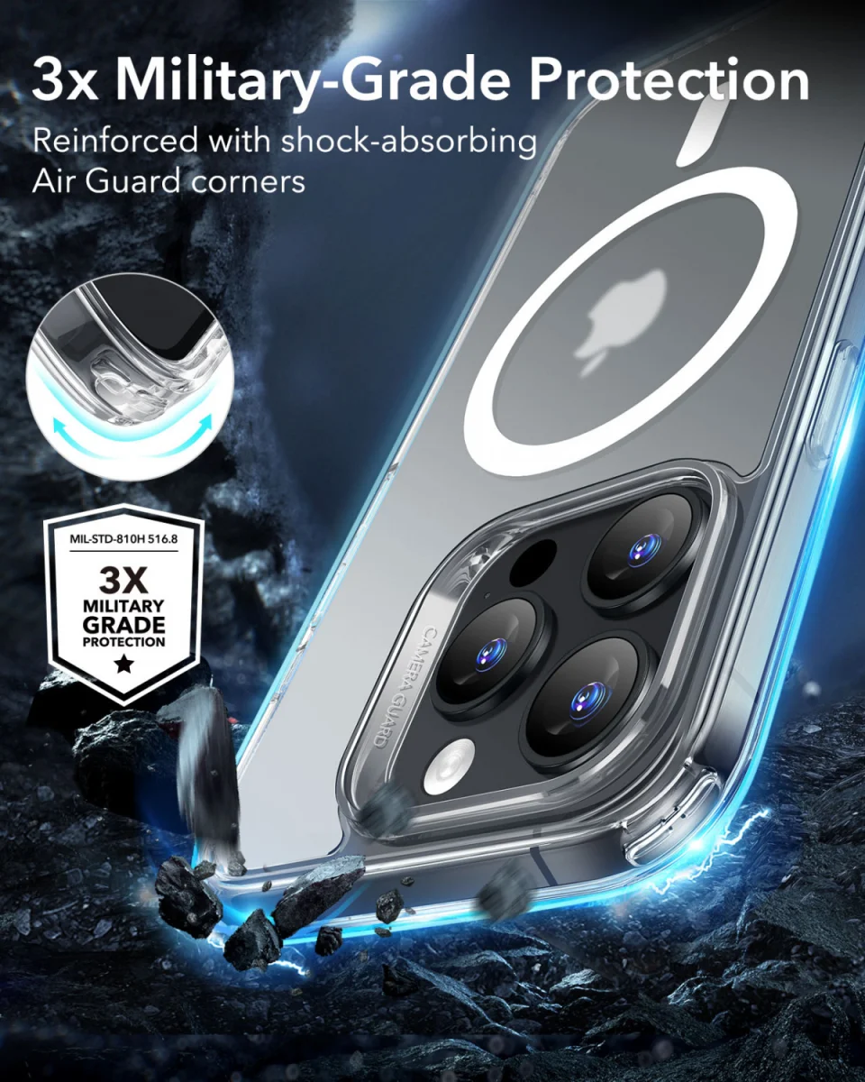 ESR Classic Hybrid Apple iPhone 16 Pro Max Hoesje MagSafe Frosted Transparant afbeelding 2