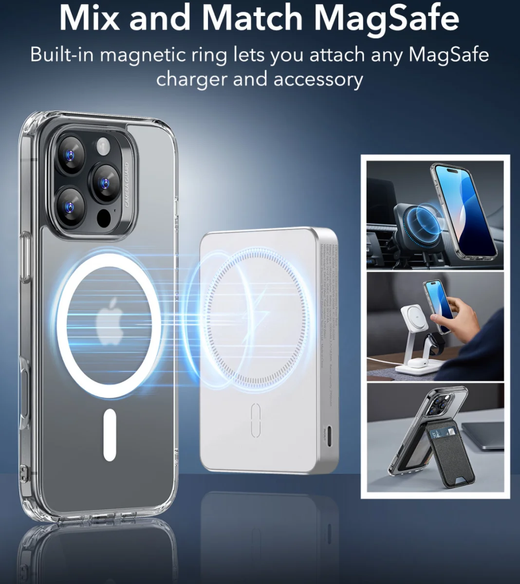 ESR Classic Hybrid Apple iPhone 16 Pro Max Hoesje MagSafe Frosted Transparant afbeelding 4