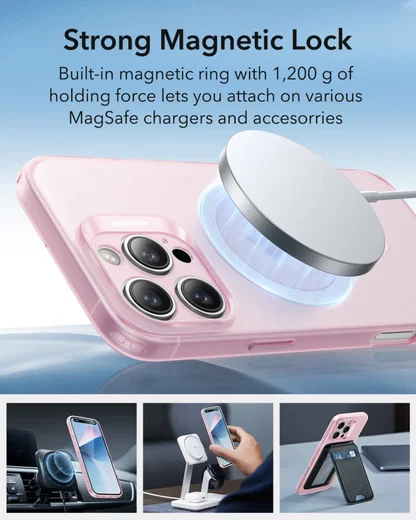 ESR Zero Clear HaloLock Apple iPhone 16 Pro Hoesje MagSafe Frosted Roze afbeelding 3