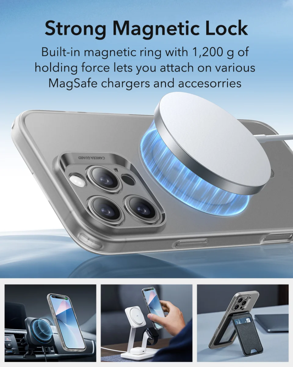 ESR Zero Clear HaloLock Apple iPhone 16 Pro Max Hoesje MagSafe Frosted Grijs afbeelding 3