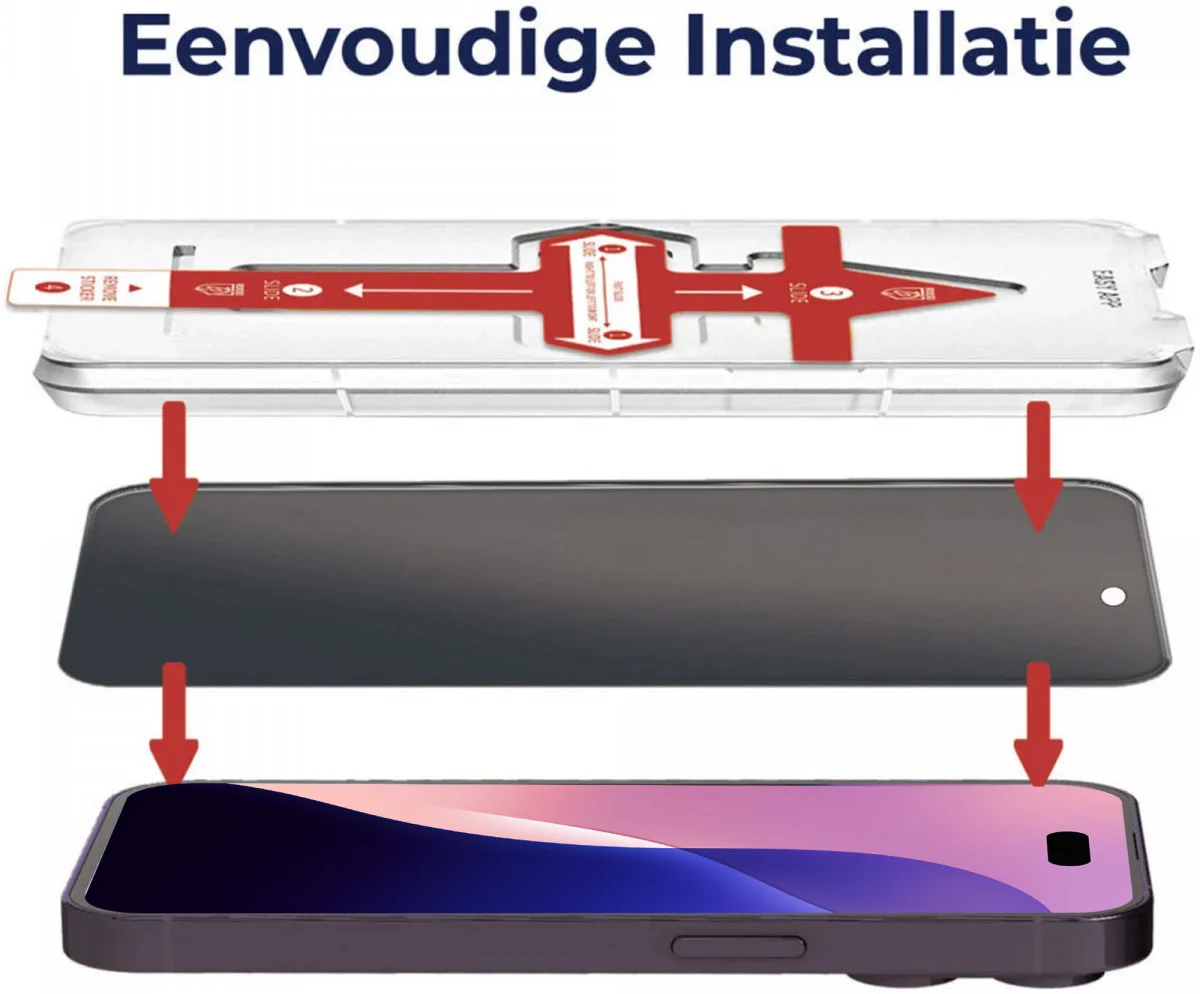 Rosso Apple iPhone 16 Pro Privacy Glass met Installatietray Dust Removal afbeelding 4