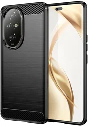 Honor 200 Hoesje Geborsteld TPU Flexibele Back Cover Zwart afbeelding