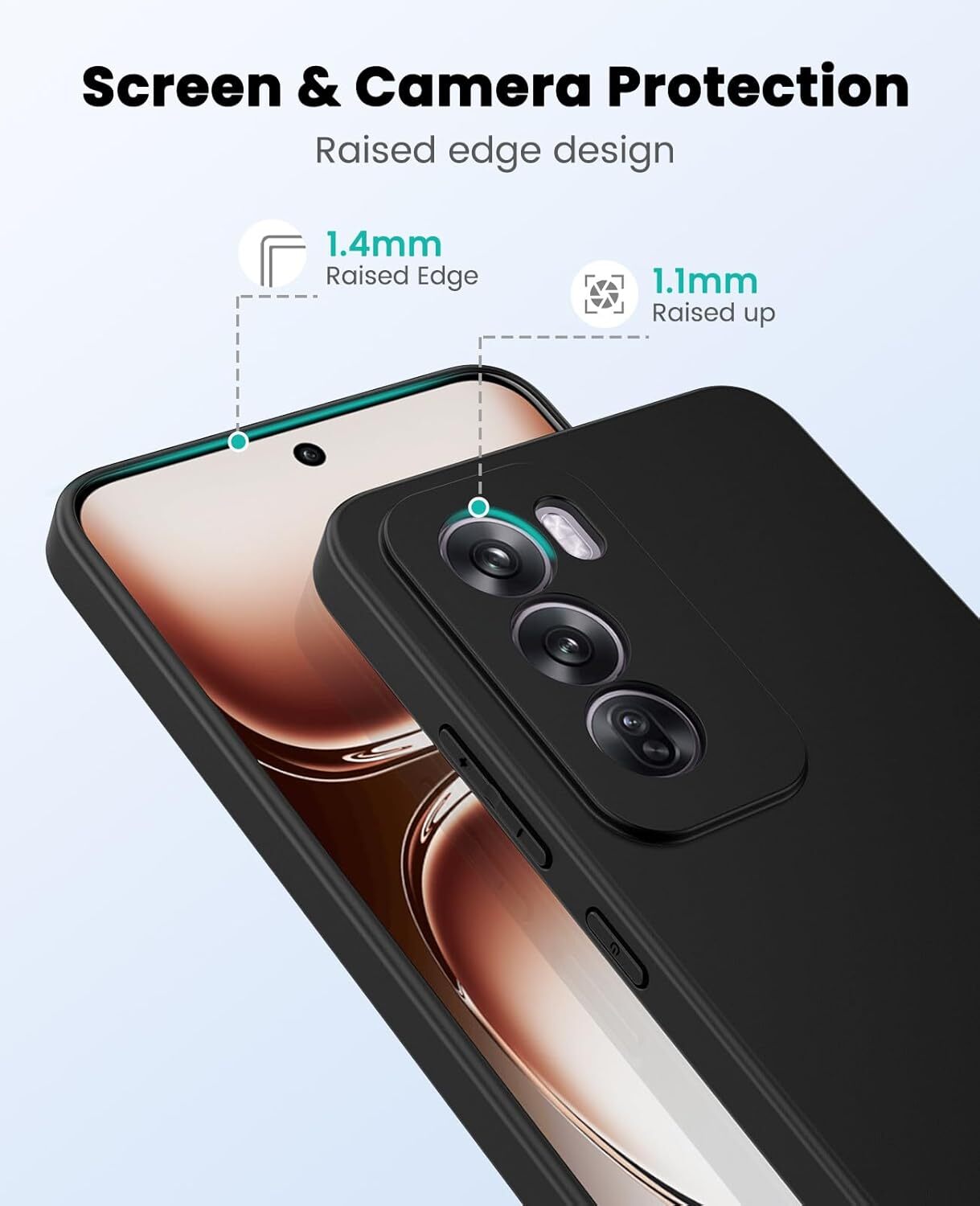 Oppo Reno 12 Pro Hoesje Dun TPU Back Cover Zwart afbeelding 3