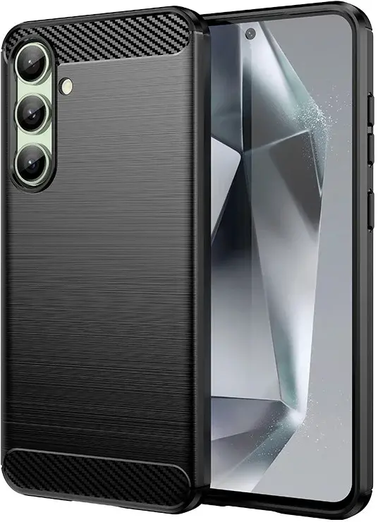 Samsung Galaxy S24 FE Hoesje Geborsteld TPU Flexibele Back Cover Zwart afbeelding 1