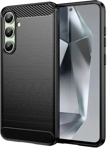 Samsung Galaxy S24 FE Hoesje Geborsteld TPU Flexibele Back Cover Zwart afbeelding 1