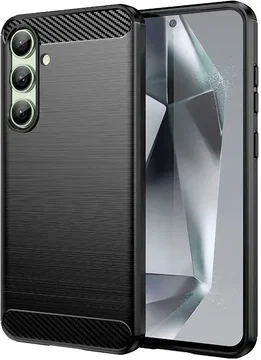 Samsung Galaxy S24 FE Hoesje Geborsteld TPU Flexibele Back Cover Zwart