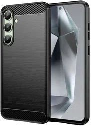 Samsung Galaxy S24 FE Hoesje Geborsteld TPU Flexibele Back Cover Zwart afbeelding