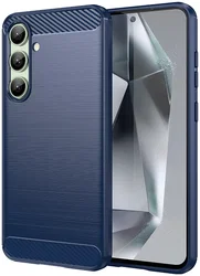 Samsung Galaxy S24 FE Hoesje Geborsteld TPU Flexibele Back Cover Blauw afbeelding