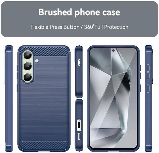 Samsung Galaxy S24 FE Hoesje Geborsteld TPU Flexibele Back Cover Blauw afbeelding 7