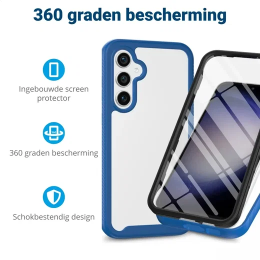 Samsung Galaxy S24 FE Hoesje Full Protect 360° Cover Hybride Blauw afbeelding 2
