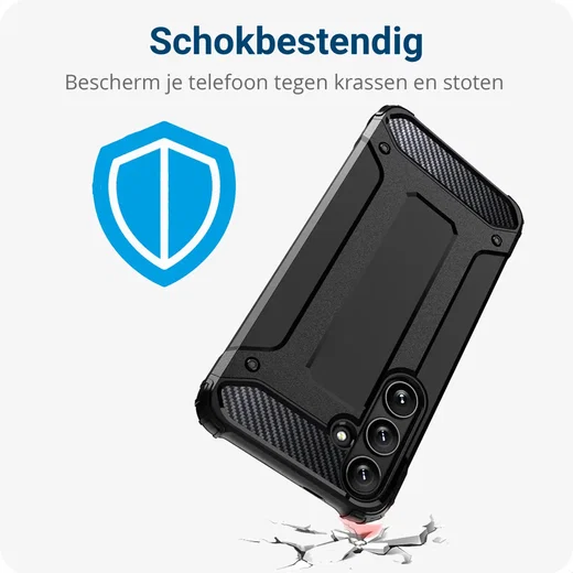 Samsung Galaxy S24 FE Hoesje Shock Proof Hybride Back Cover Zwart afbeelding 2