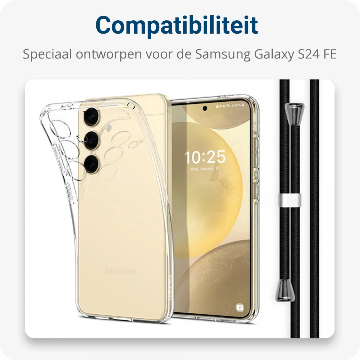 Samsung Galaxy S24 FE Hoesje met Koord Schokbestendig TPU Transparant afbeelding 4