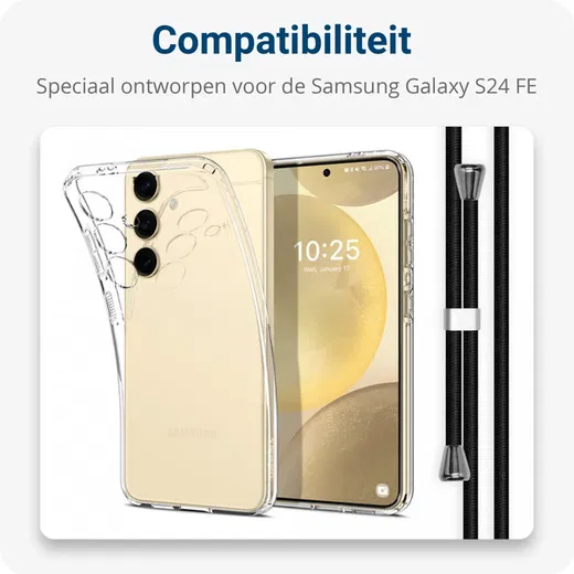 Samsung Galaxy S24 FE Hoesje met Koord Schokbestendig TPU Transparant afbeelding 4