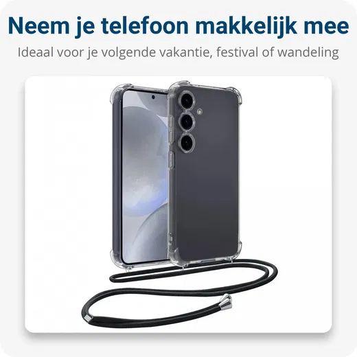 Samsung Galaxy S24 FE Hoesje met Koord Schokbestendig TPU Transparant afbeelding 3