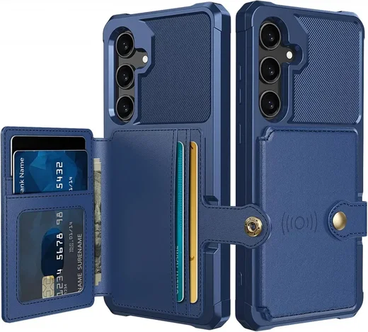 Samsung Galaxy S24 FE 3 in 1 Back Cover Portemonnee Hoesje Blauw afbeelding 1