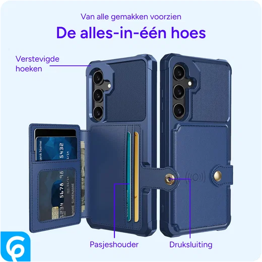 Samsung Galaxy S24 FE 3 in 1 Back Cover Portemonnee Hoesje Blauw afbeelding 3