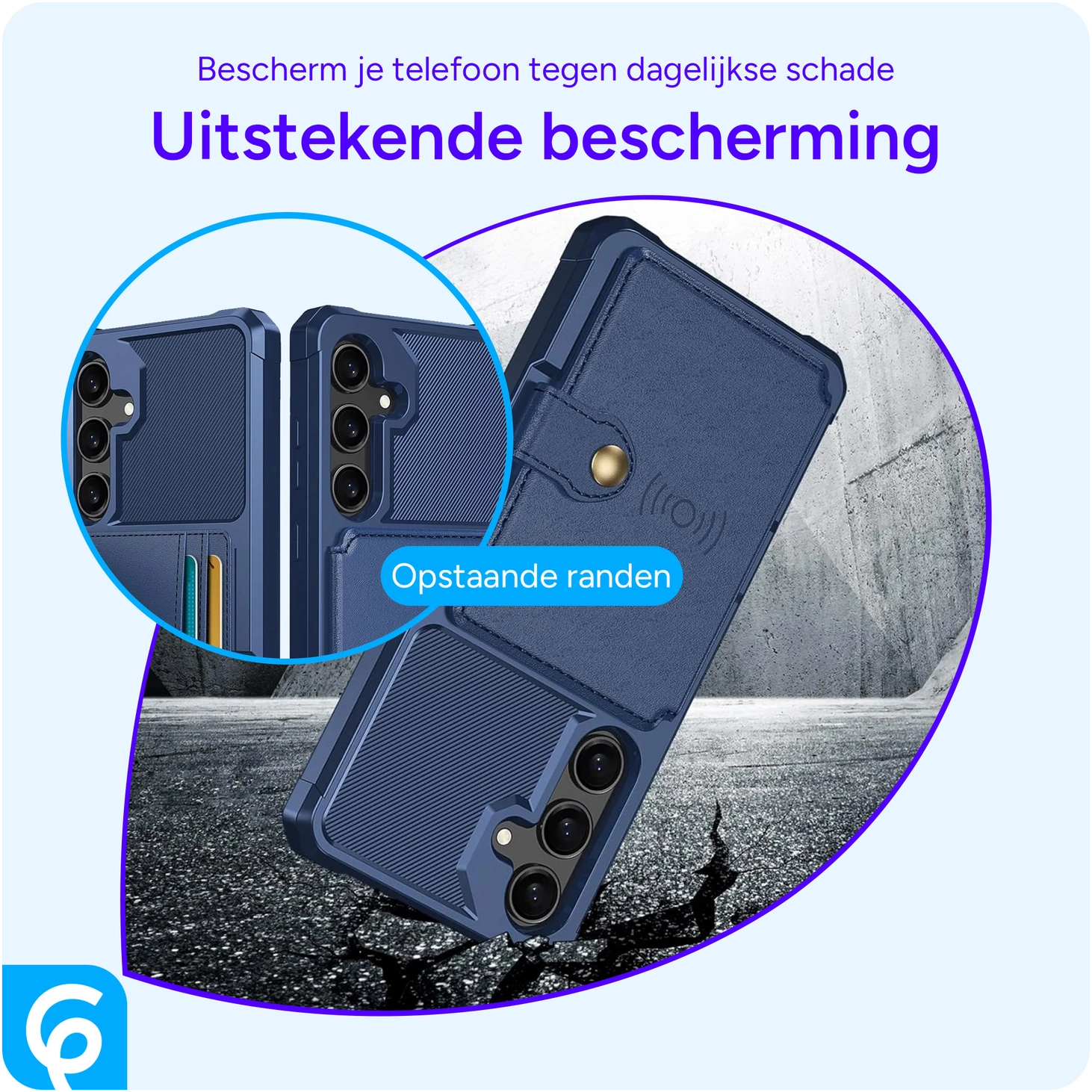 Samsung Galaxy S24 FE 3 in 1 Back Cover Portemonnee Hoesje Blauw afbeelding 6