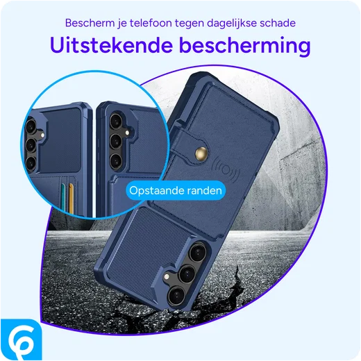 Samsung Galaxy S24 FE 3 in 1 Back Cover Portemonnee Hoesje Blauw afbeelding 6