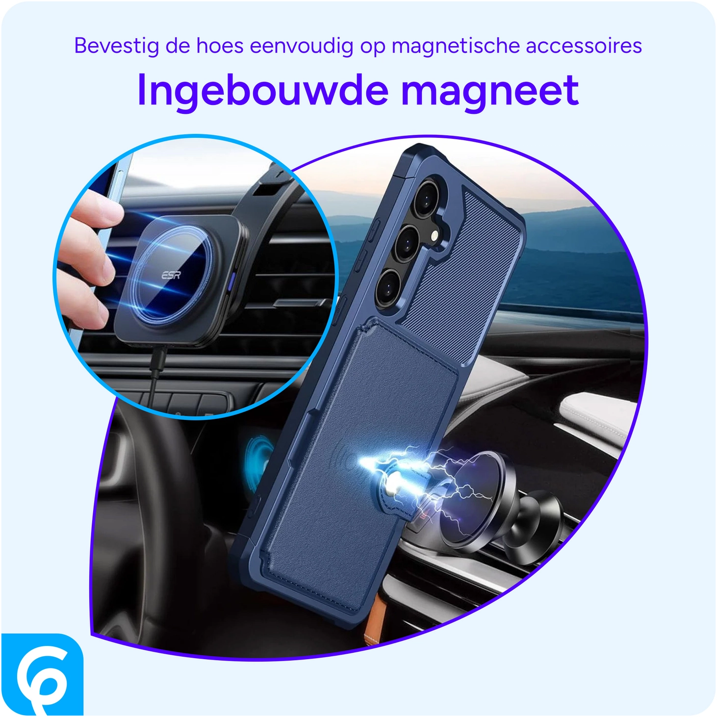 Samsung Galaxy S24 FE 3 in 1 Back Cover Portemonnee Hoesje Blauw afbeelding 9