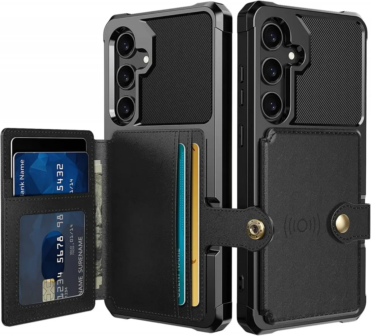 Samsung Galaxy S24 FE 3 in 1 Back Cover Portemonnee Hoesje Zwart afbeelding 1