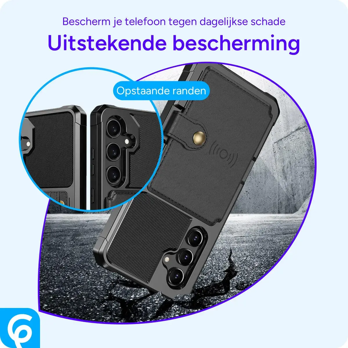 Samsung Galaxy S24 FE 3 in 1 Back Cover Portemonnee Hoesje Zwart afbeelding 5
